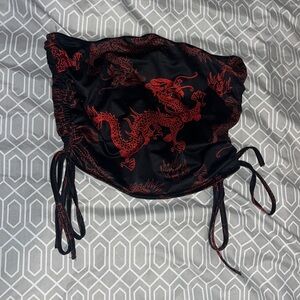 Strapless Top. Shein. Red and Black Dragon. Size S